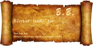 Binter Beáta névjegykártya